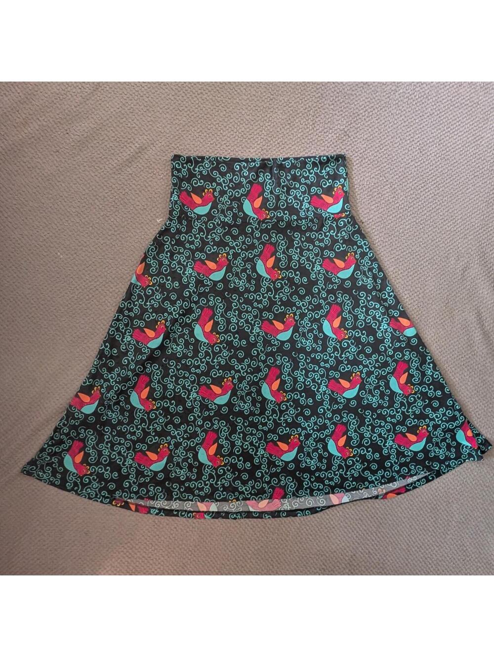 LuLaRoe Medium A-Line Skirt with Colorful Bird Print